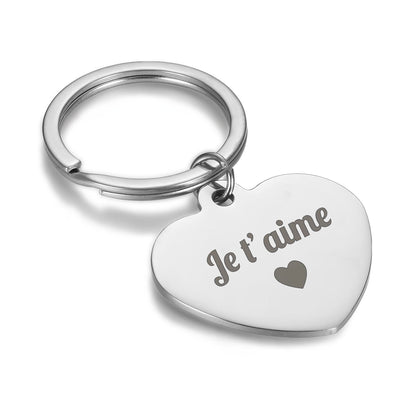 Porte-clé rond/cœur - Je t'aime