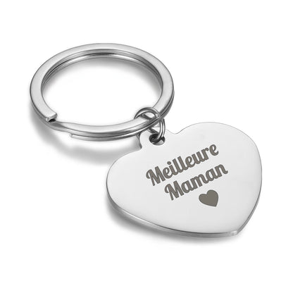 Porte-clé rond/cœur - Meilleure maman
