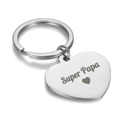 Porte-clé rond/cœur - Super papa