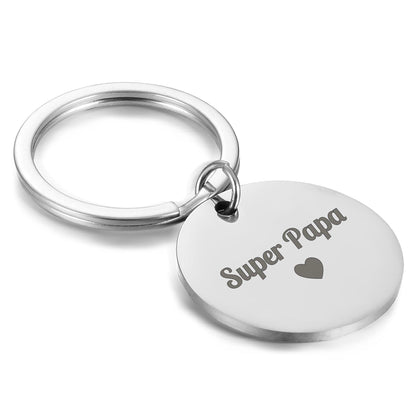 Porte-clé rond/cœur - Super papa