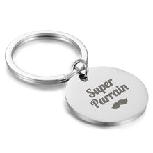 Porte-clé rond/cœur - Super parrain