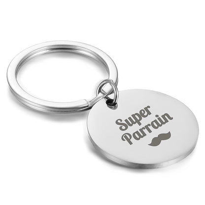 Porte-clé rond/cœur - Super parrain